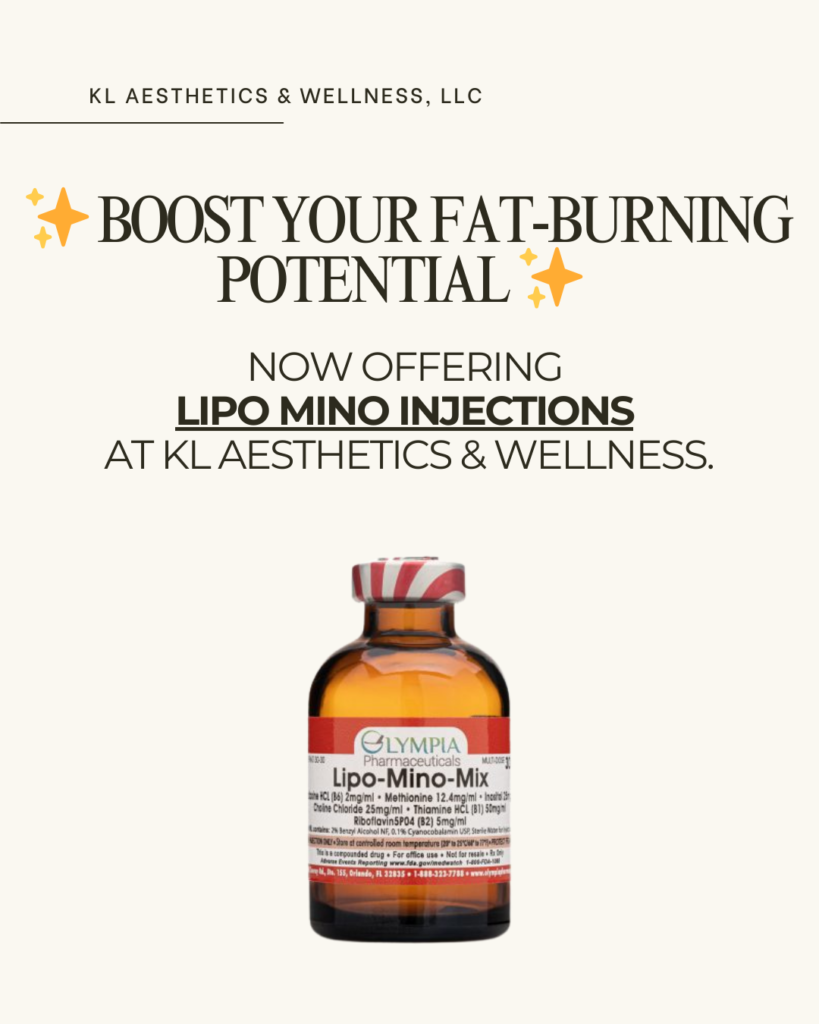 boost your fat-burning potential. now offering lipo-mino injections at KL Aesthetics and Wellness, LLC